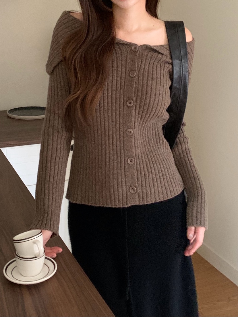 LEGACY韓國直郵㊣女士新款職業推薦休閑熱賣人氣針織衫露肩LEGACY針織衫