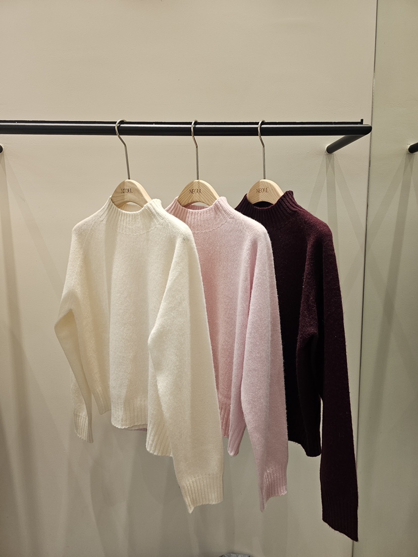 NEOUL韓國代購㊣女裝新品真品時尚推薦休閑人氣職業25秋冬針織衫NEOUL/ahin雙領標簽針織衫
