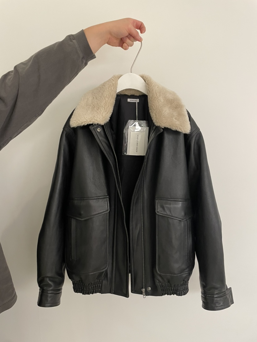 JEONG GAM STUDIOS東大門㊣直郵女裝新款熱賣休閑皮衣羊皮JEONG GAM皮衣圖色1