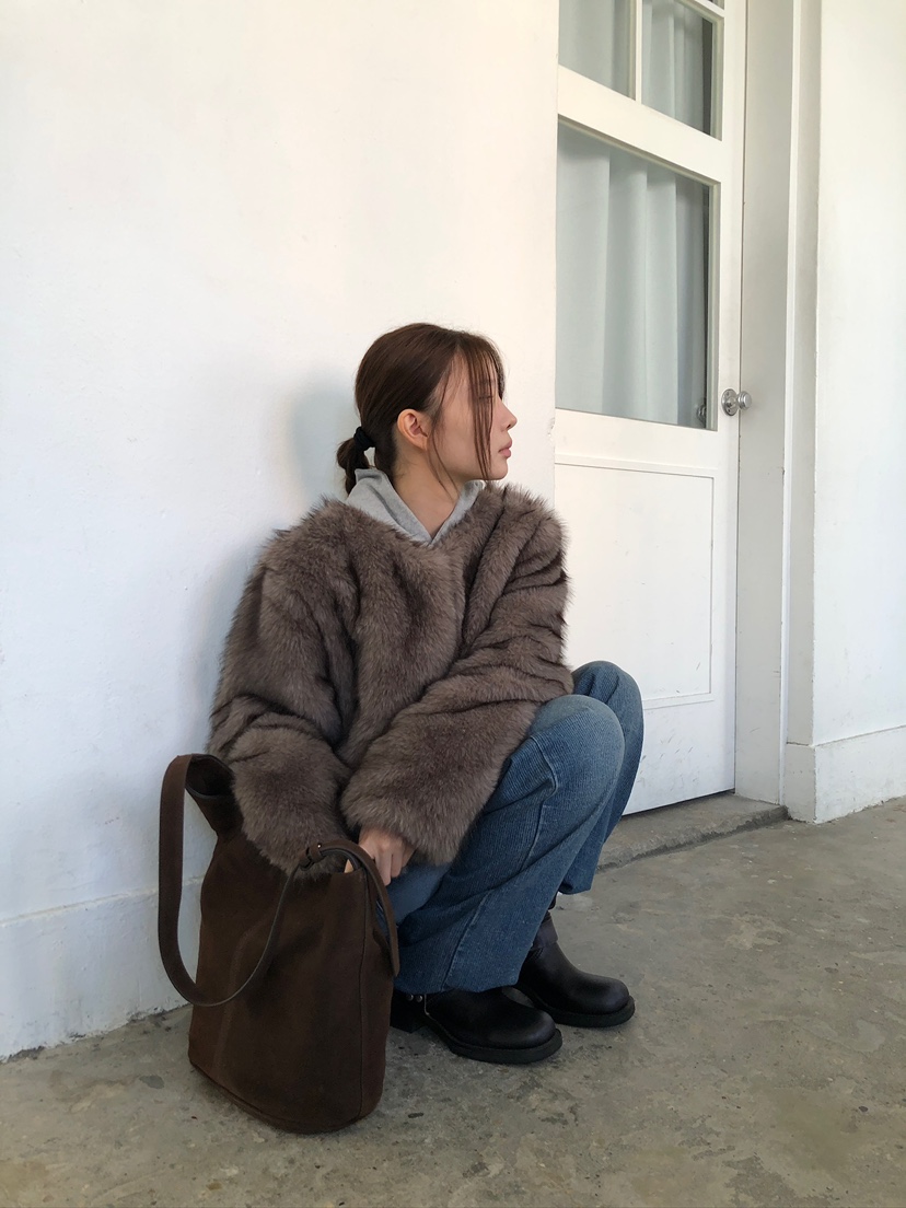 UNBOUND韓國直郵㊣女裝新款人氣職業25秋冬時尚短款大衣貂皮UNBOUND短款大衣