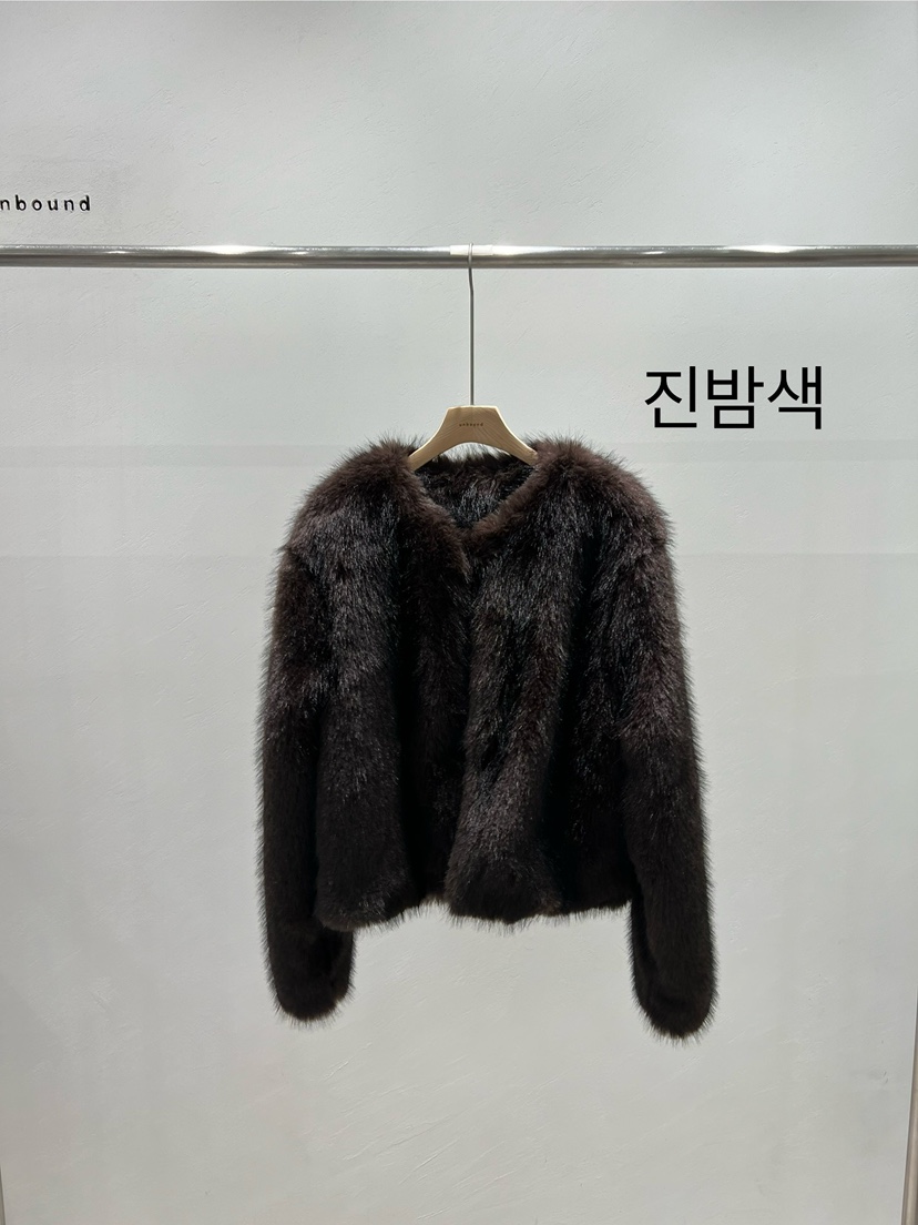 UNBOUND韓國直郵㊣女裝新款人氣職業25秋冬時尚短款大衣貂皮UNBOUND短款大衣圖色2