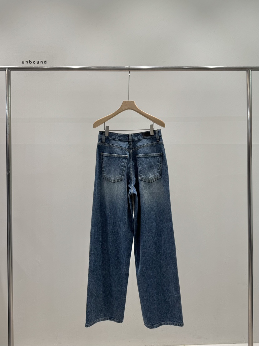 UNBOUND東大門㊣直郵女士新款推薦熱賣真品牛仔褲不含腰帶條紋UNBOUND牛仔褲