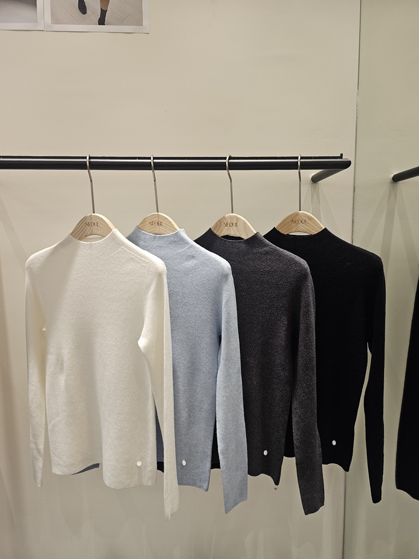 NEOUL東大門㊣代購女士新款休閑真品熱賣時尚25秋冬針織衫羅紋NEOUL/ahin雙領標簽針織衫