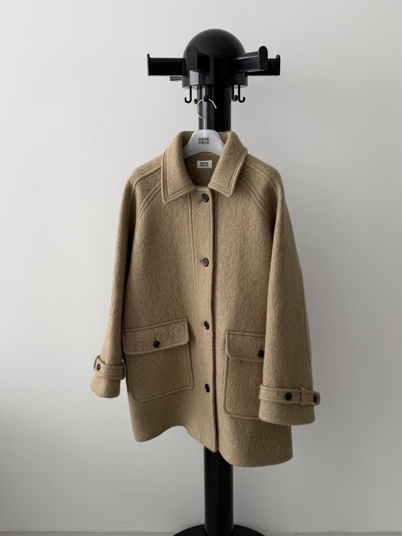 KARE/WEREPIECE東大門㊣代購女士新款職業中長款大衣口袋羊駝KARE/WEREPIECE中長款大衣