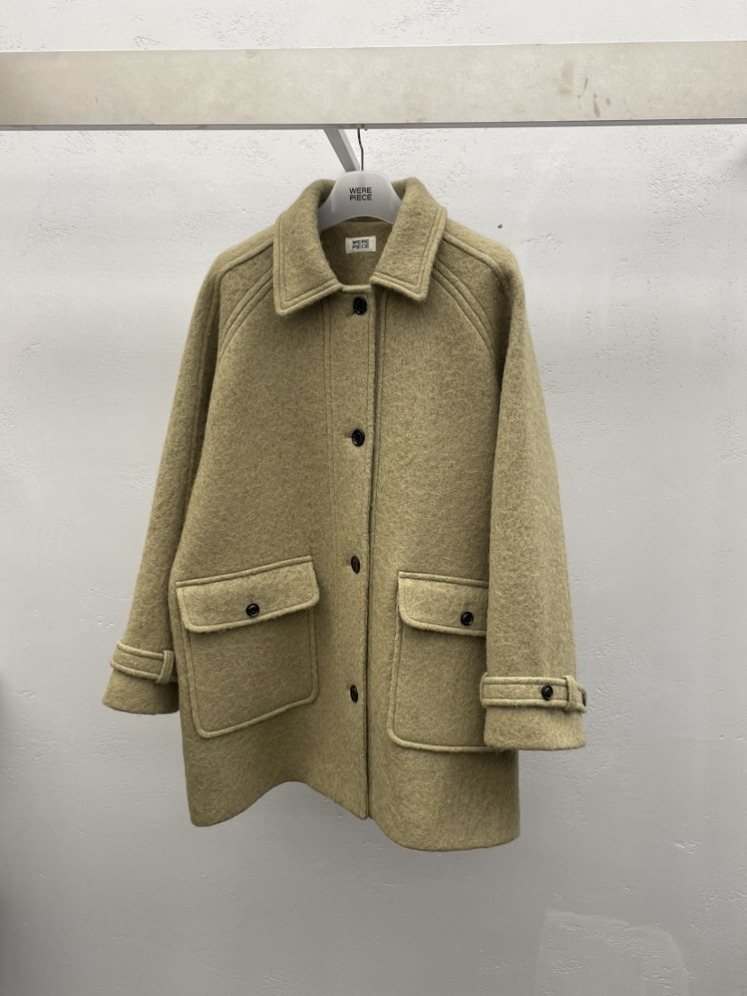 KARE/WEREPIECE東大門㊣代購女士新款職業中長款大衣口袋羊駝KARE/WEREPIECE中長款大衣