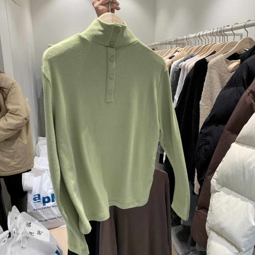 LIFFEY東大門㊣直郵女士新款休閑長袖T恤不含裙安哥拉兩面穿紐扣LIFFEY長袖T恤