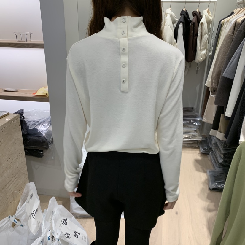 LIFFEY東大門㊣直郵女士新款休閑長袖T恤不含裙安哥拉兩面穿紐扣LIFFEY長袖T恤