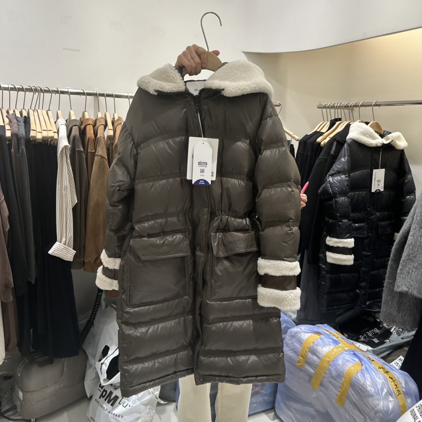 BLUEI-D韓國代購㊣女裝新款真品休閑人氣25秋冬長款羽絨服Blue i-d長款羽絨服圖色2