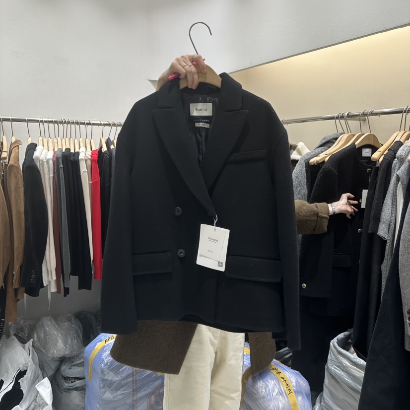 BLUEI-D韓國直郵㊣女裝新款時尚熱賣人氣職業25秋冬短款大衣Blue i-d短款大衣圖色3黑色