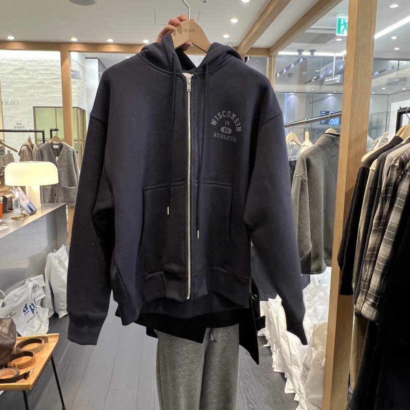 OBJECT韓國代購㊣女士新款時尚熱賣25秋冬衛衣連帽拉鏈衫加絨OBJECT衛衣圖色2