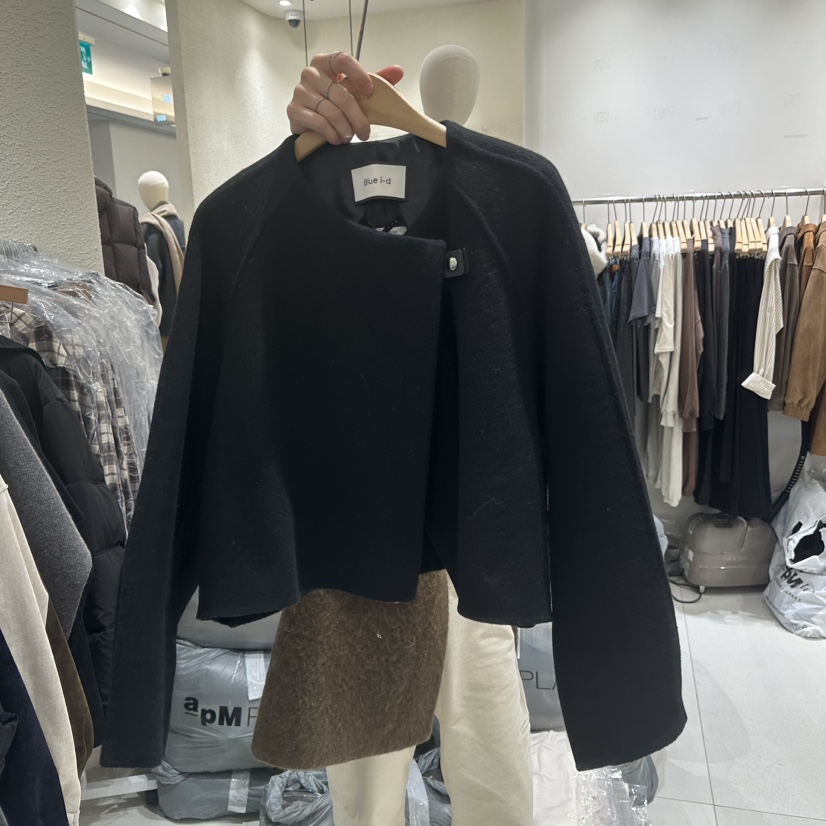 BLUEI-D東大門㊣直郵女士新品時尚休閑25秋冬真品短款大衣Blue i-d短款大衣圖色2黑色