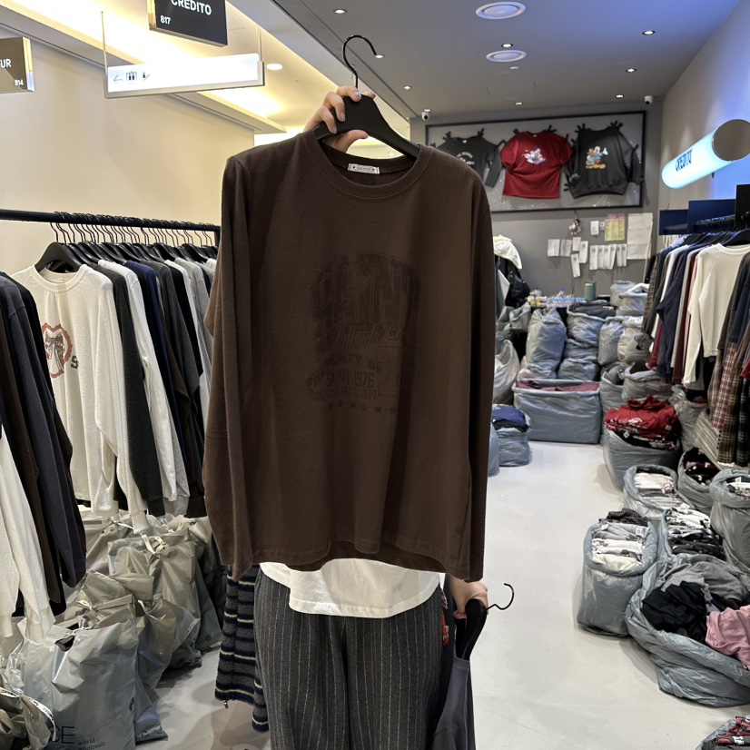 CREDITO東大門㊣代購女裝新品真品人氣25秋冬推薦熱賣長袖T恤CREDITO長袖T恤圖色2棕色