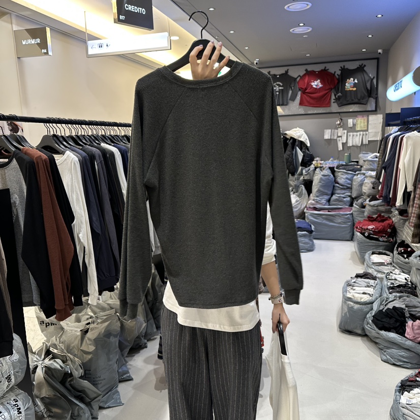 CREDITO東大門㊣代購女裝新款25秋冬推薦休閑熱賣職業長袖T恤CREDITO長袖T恤