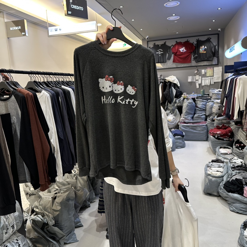 CREDITO東大門㊣代購女裝新款25秋冬推薦休閑熱賣職業長袖T恤CREDITO長袖T恤圖色2