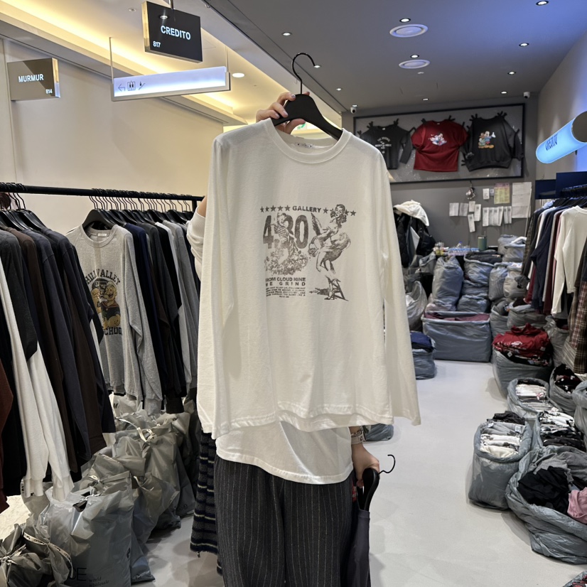 CREDITO韓國直郵㊣女士新品人氣推薦真品職業休閑時尚長袖T恤CREDITO長袖T恤