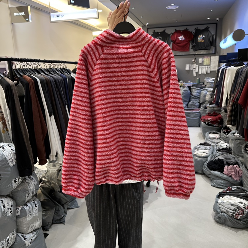 CREDITO東大門㊣直郵女裝新品人氣推薦熱賣休閑夾克羊毛條紋CREDITO夾克