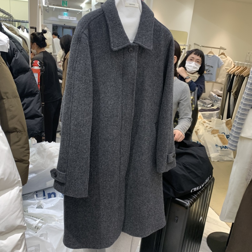 VERVEINE韓國代購㊣女士新款人氣25秋冬職業中長款大衣斜紋布VERVEINE中長款大衣圖色2