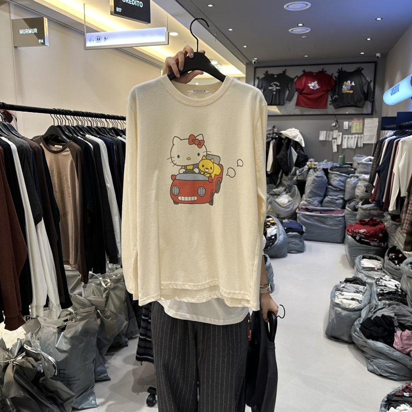 CREDITO韓國直郵㊣女士新品熱賣職業推薦25秋冬真品長袖T恤CREDITO長袖T恤