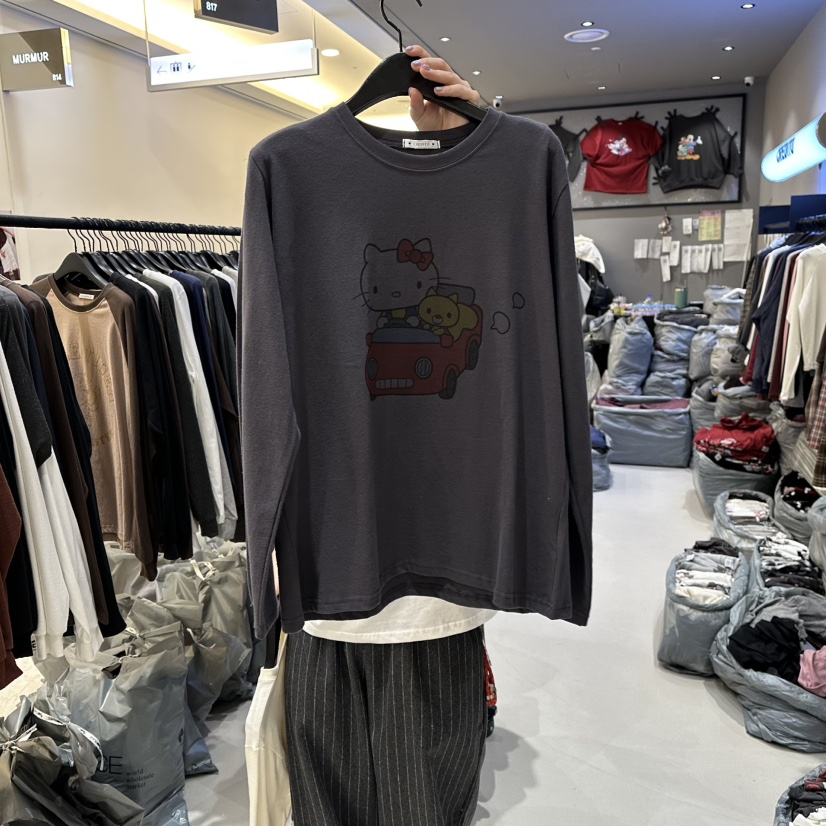 CREDITO韓國直郵㊣女士新品熱賣職業推薦25秋冬真品長袖T恤CREDITO長袖T恤圖色2