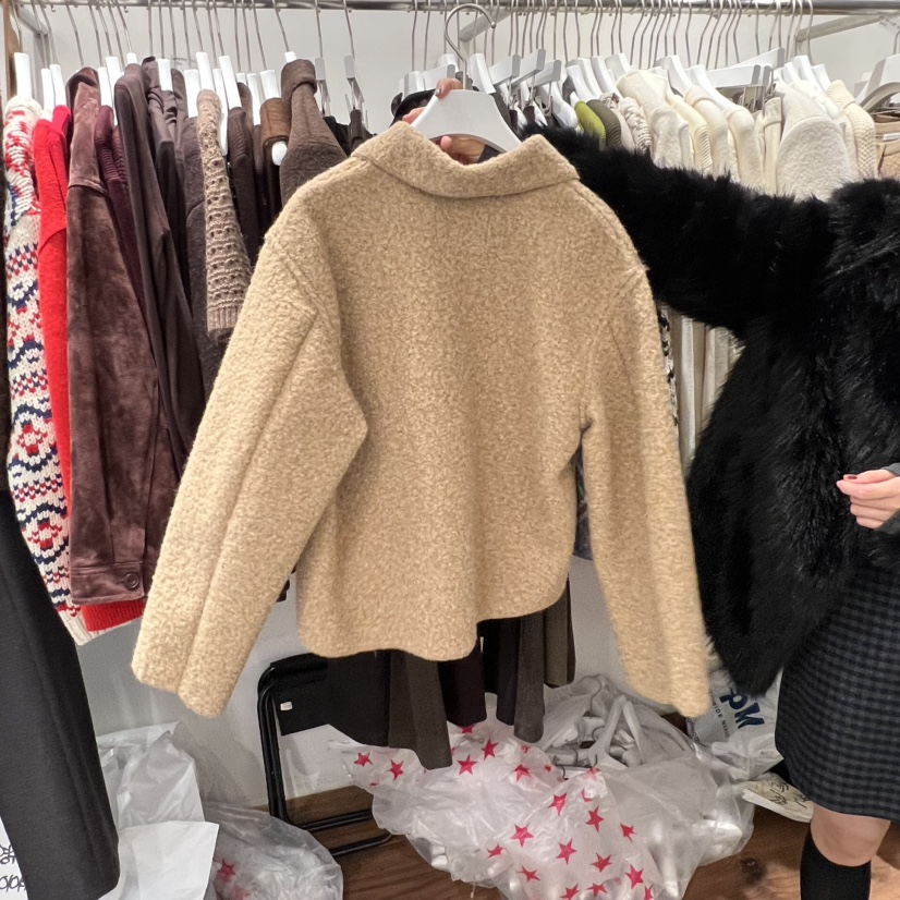 UNDERSTANDING東大門㊣實拍女裝新款休閑短款大衣泰迪熊開衫UNDERSTANDING短款大衣