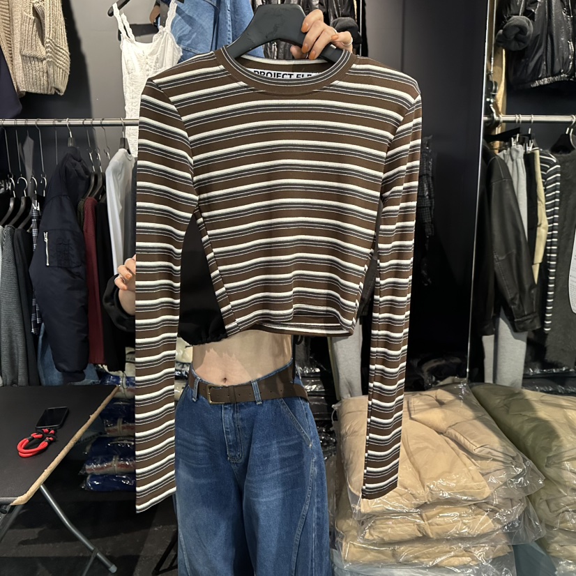 ELF-L東大門㊣代購女士新品職業25秋冬推薦休閑真品長袖T恤PROJECT ELF/ELF-L長袖T恤圖色2棕色