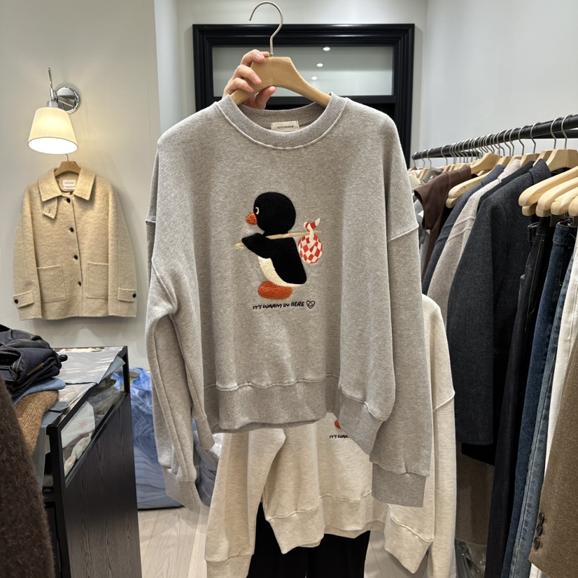 NOTTINGHAM韓國直郵㊣女士新品休閑熱賣推薦時尚衛衣加絨鵝NOTTINGHAM衛衣圖色2