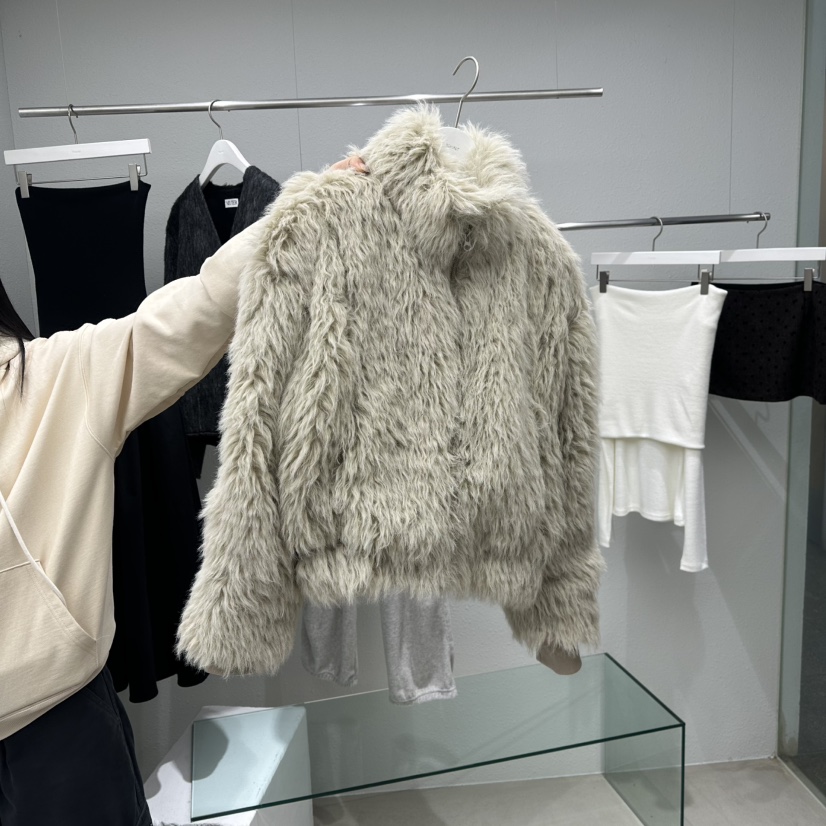 NEUTER韓國代購㊣女裝新款真品時尚休閑25秋冬人氣夾克毛皮NEUTER夾克圖色2米色