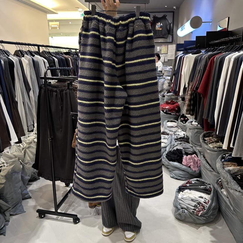 CREDITO韓國代購㊣女士新品25秋冬熱賣休閑推薦時尚休閑褲條紋CREDITO休閑褲