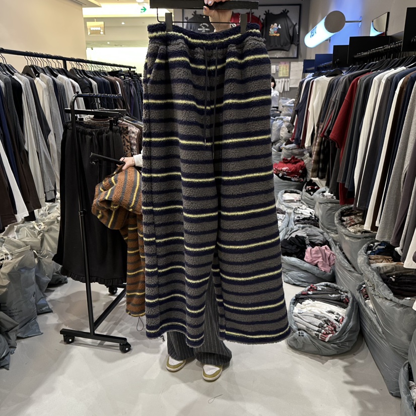 CREDITO韓國代購㊣女士新品25秋冬熱賣休閑推薦時尚休閑褲條紋CREDITO休閑褲圖色2