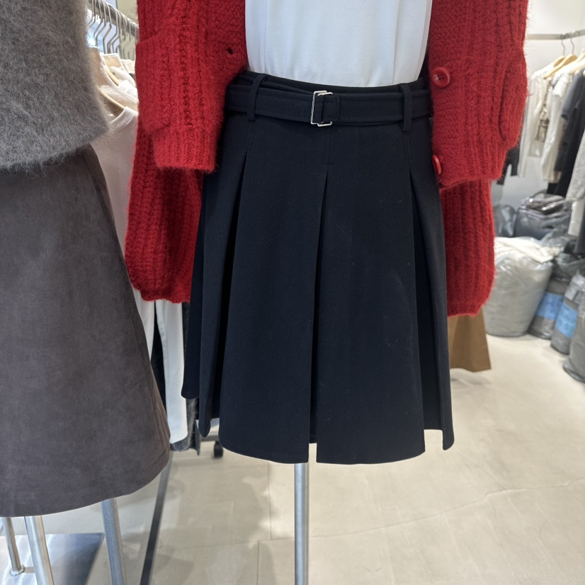 RICH SISTER東大門㊣代購女士新款推薦時尚休閑短裙含腰帶RICH SISTER短裙圖色2