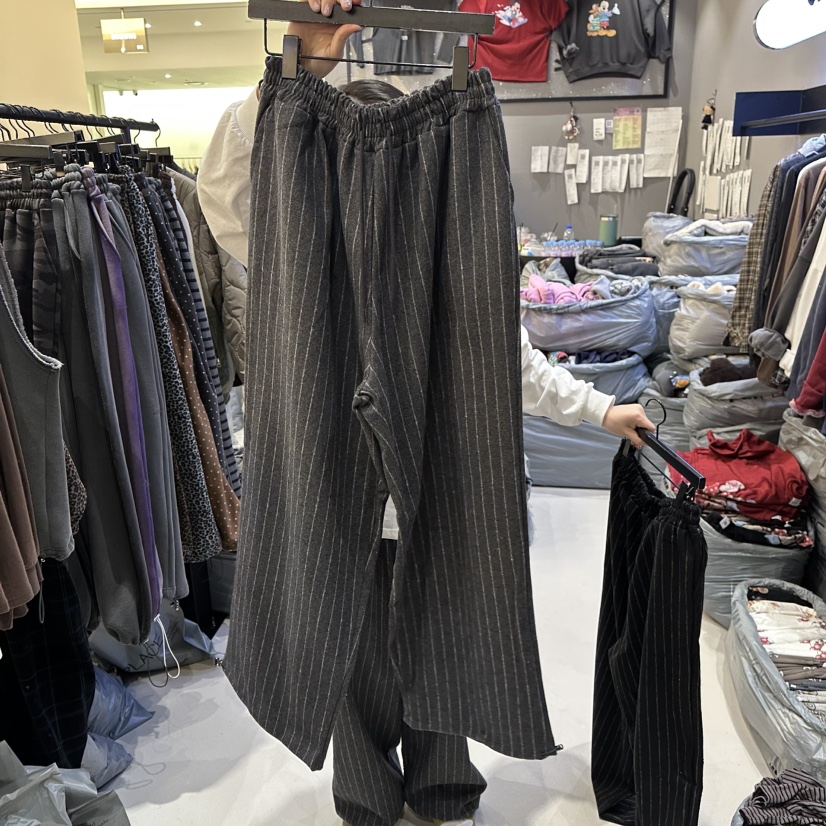 CREDITO韓國代購㊣女士新品熱賣25秋冬人氣休閑真品休閑褲條紋CREDITO休閑褲