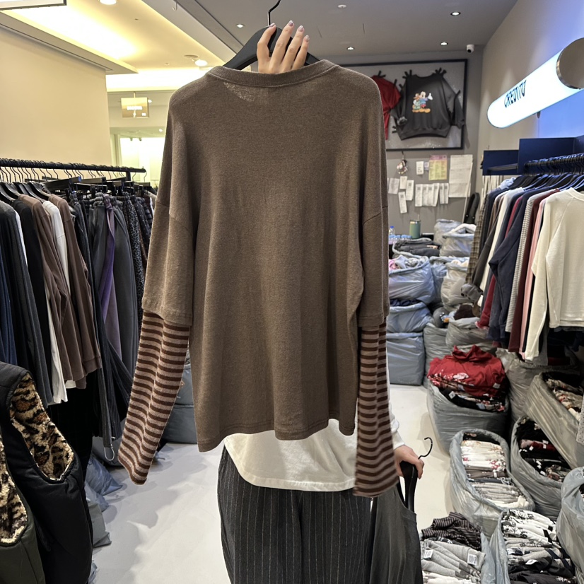 CREDITO韓國代購㊣女裝新品時尚真品人氣職業25秋冬長袖T恤CREDITO長袖T恤