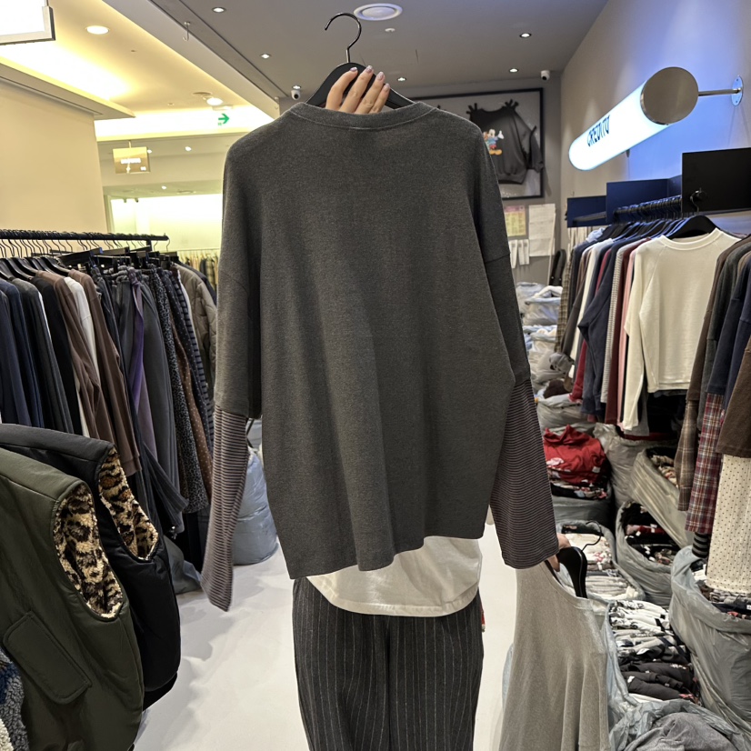 CREDITO韓國直郵㊣女士新款熱賣職業人氣真品25秋冬長袖T恤CREDITO長袖T恤