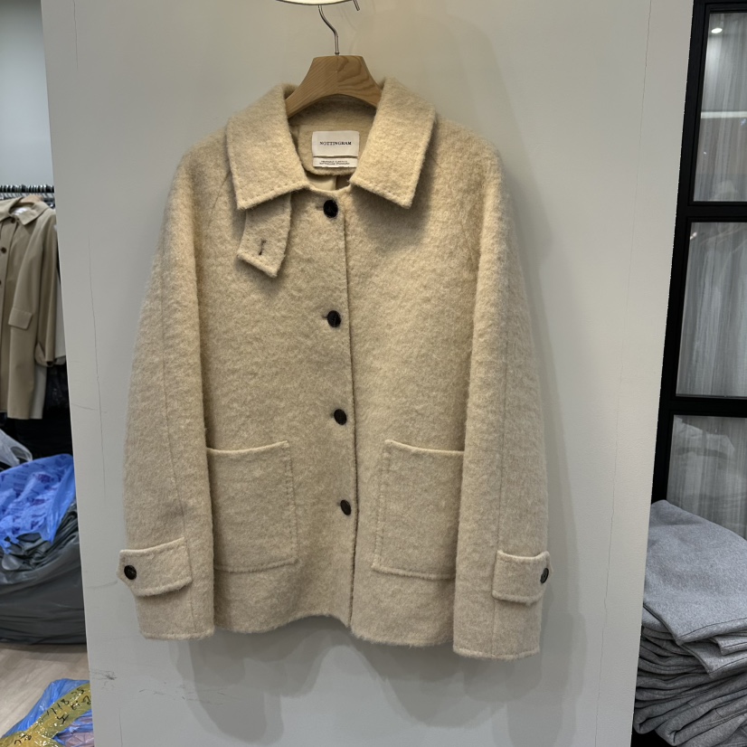 NOTTINGHAM韓國代購㊣女士新品人氣時尚真品推薦短款大衣羊駝NOTTINGHAM短款大衣