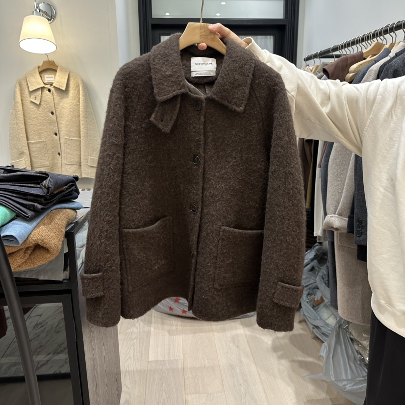 NOTTINGHAM韓國代購㊣女士新品人氣時尚真品推薦短款大衣羊駝NOTTINGHAM短款大衣圖色2
