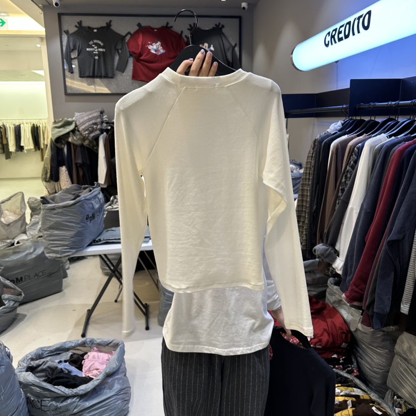 CREDITO韓國直郵㊣女裝新款休閑人氣真品25秋冬推薦長袖T恤CREDITO長袖T恤