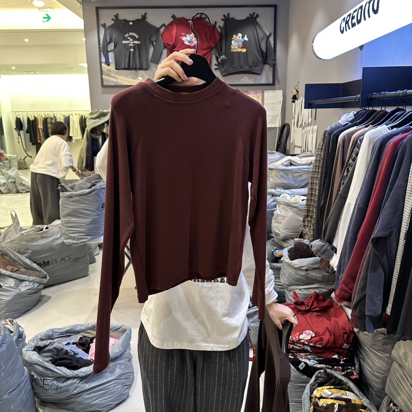 CREDITO韓國直郵㊣女裝新款休閑人氣真品25秋冬推薦長袖T恤CREDITO長袖T恤圖色5