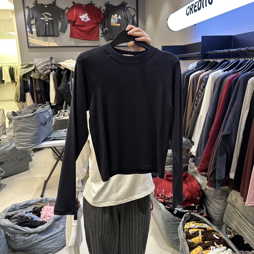 CREDITO韓國直郵㊣女裝新款休閑人氣真品25秋冬推薦長袖T恤CREDITO長袖T恤圖色7深藍色