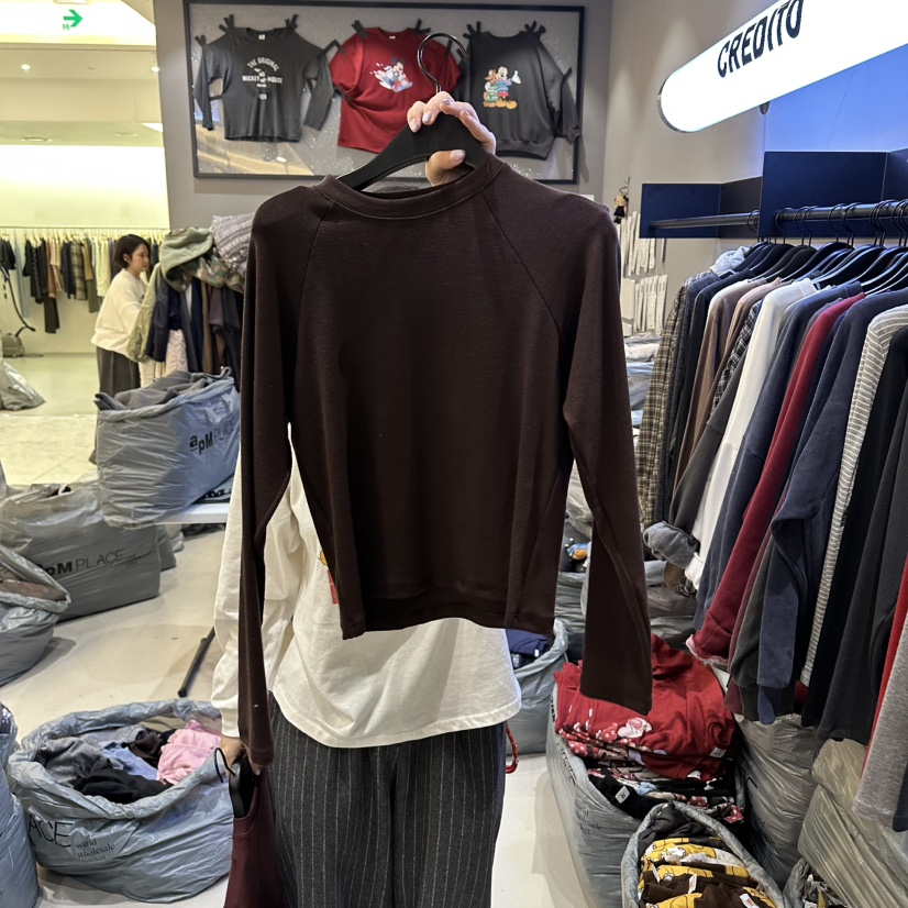 CREDITO韓國直郵㊣女裝新款休閑人氣真品25秋冬推薦長袖T恤CREDITO長袖T恤圖色8深棕色