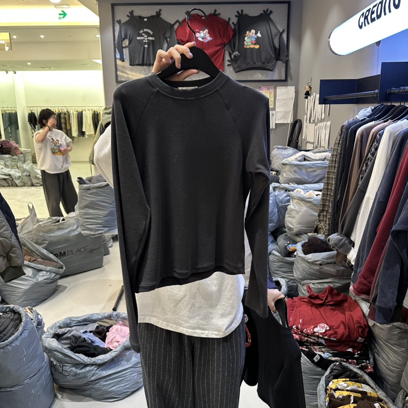 CREDITO韓國直郵㊣女裝新款休閑人氣真品25秋冬推薦長袖T恤CREDITO長袖T恤圖色9墨色