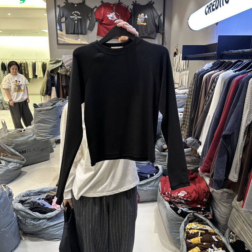CREDITO韓國直郵㊣女裝新款休閑人氣真品25秋冬推薦長袖T恤CREDITO長袖T恤圖色10黑色
