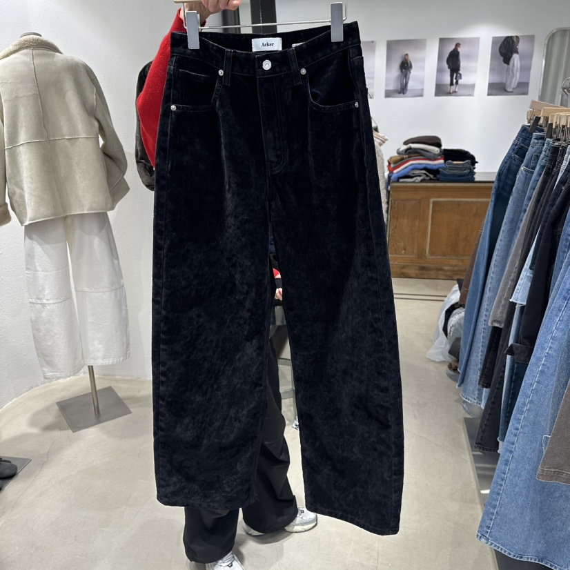 ACKER韓國代購㊣女士新款職業熱賣推薦25秋冬休閑牛仔褲天鵝絨ACKER牛仔褲