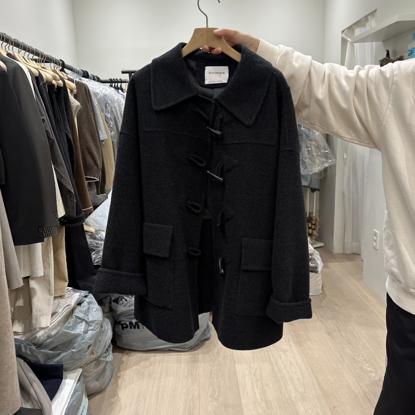 NOTTINGHAM韓國直郵㊣女裝新款休閑職業真品中長款大衣羊毛NOTTINGHAM中長款大衣圖色2