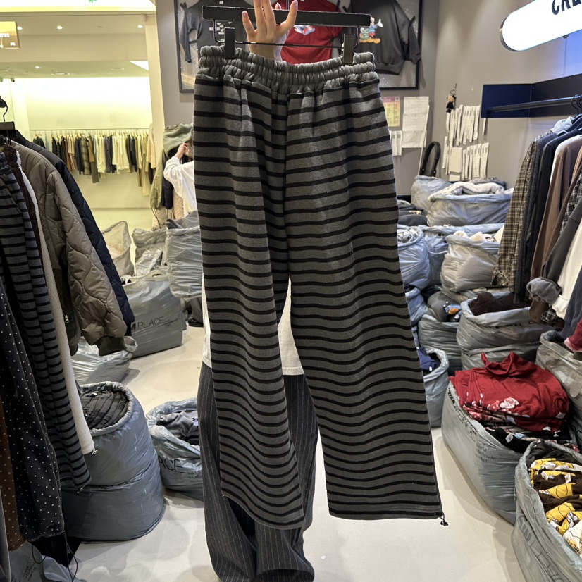 CREDITO東大門㊣實拍女士新款25秋冬休閑真品休閑褲加絨條紋CREDITO休閑褲