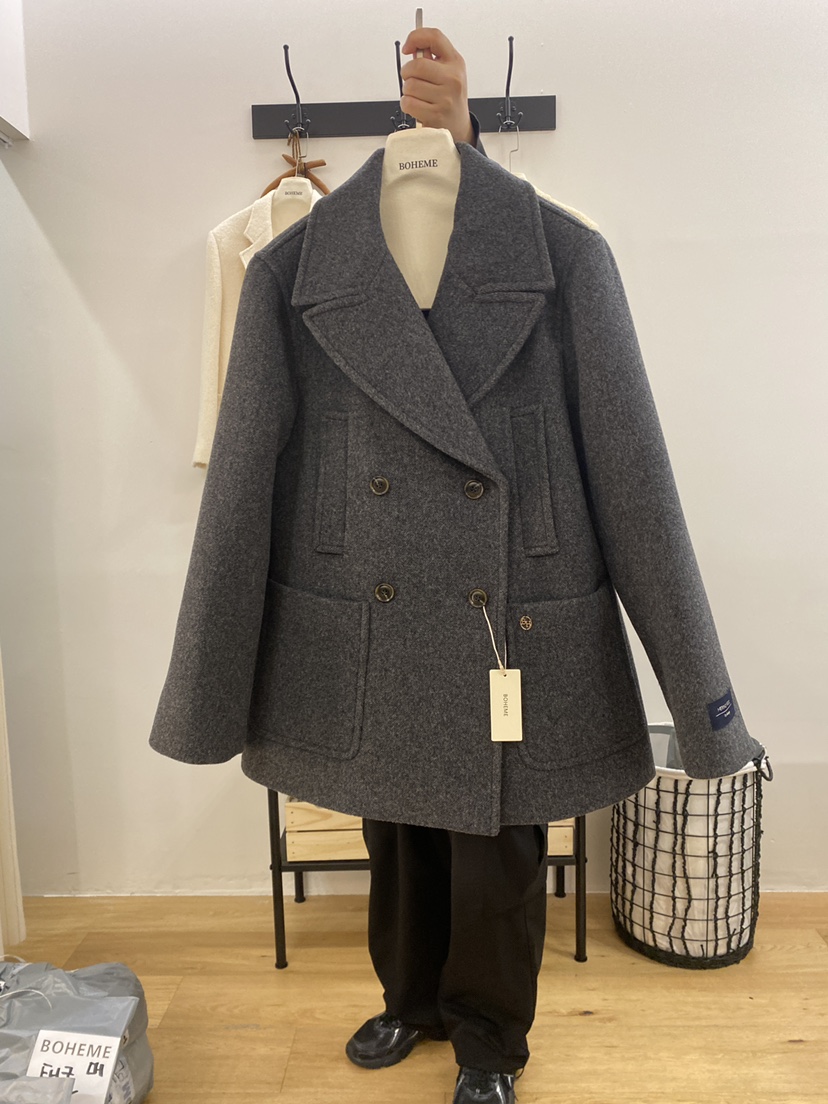 BOHEME韓國代購㊣女裝新款職業推薦時尚休閑25秋冬夾克羊毛雙層BOHEME夾克