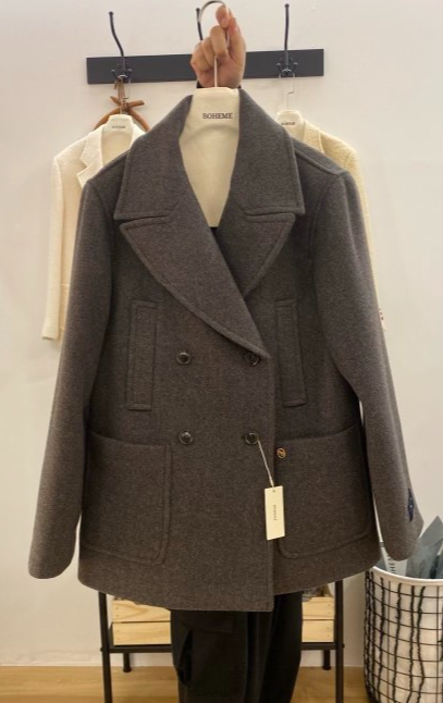 BOHEME韓國代購㊣女裝新款職業推薦時尚休閑25秋冬夾克羊毛雙層BOHEME夾克圖色2
