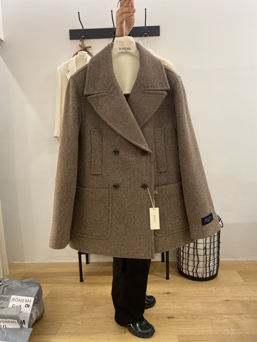 BOHEME韓國代購㊣女裝新款職業推薦時尚休閑25秋冬夾克羊毛雙層BOHEME夾克圖色3