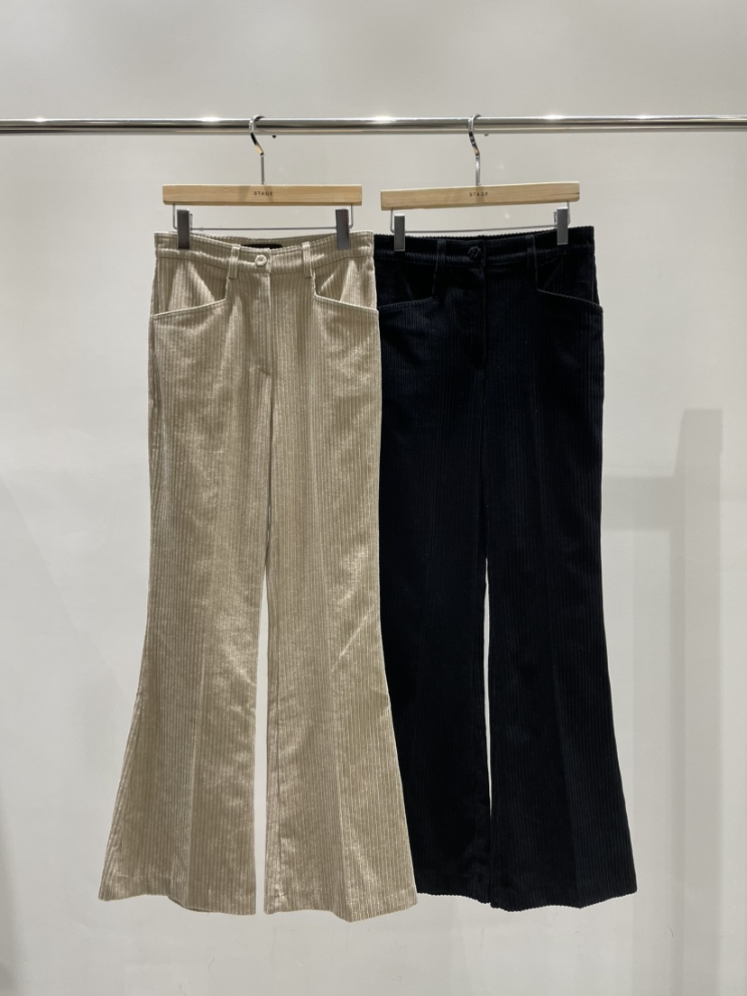 STAGE韓國代購㊣女裝新款推薦時尚熱賣人氣休閑褲燈芯絨喇叭STAGE休閑褲