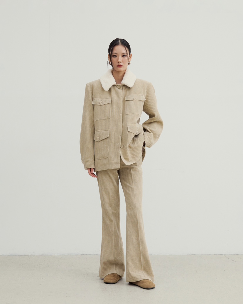 STAGE韓國代購㊣女裝新款推薦時尚熱賣人氣休閑褲燈芯絨喇叭STAGE休閑褲