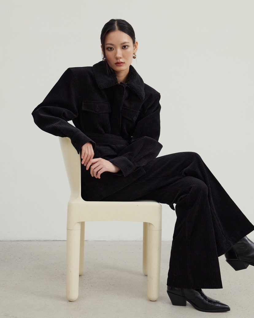 STAGE韓國代購㊣女裝新款推薦時尚熱賣人氣休閑褲燈芯絨喇叭STAGE休閑褲